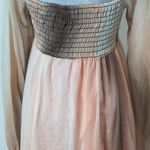 Vintage Algo-Ettes Ombré Peach Cream & Brown Floor Length Maxi Dress Size Size 5 - Picture 8 of 16